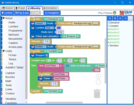 Blockly for NAO programmation