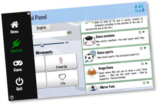 Control panel My Friend NAO